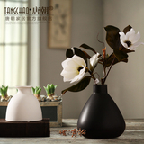 现代陶瓷客厅摆件套装 创意黑白花瓶花器现代家居饰品工艺品摆件