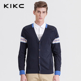 kikc 2016春季专柜同款新款 简约英伦风男士针织V领开衫长袖毛衣