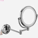 伸缩镜梳妆镜壁挂双面镜折叠美容镜绿意感应化妆镜浴室带LED灯