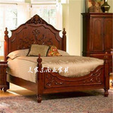 东南亚风格实木雕花双人床泰式老榆木1.8米床原木家具高箱床婚床