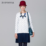 Zopin作品2014秋装新款女装复古印花假两件套气质连衣裙A字裙长