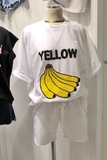 特价 韩国东大门正品代购16夏新款女Marques 香蕉亮片T恤短裤套装