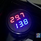 电压表 温度计 二合一双色显示   汽车电压表 汽车点烟器插口