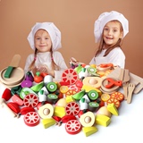 儿童男孩木制玩具女孩小孩过家家厨具玩具仿真磁性蔬菜水果切切乐
