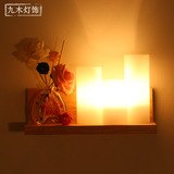 现代简约卧室床头灯创意个性led壁灯北欧时尚美式木质壁灯