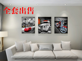 红黑白照片画芯欧美风格汽车无框画三联冰晶画装饰画图片图库素材