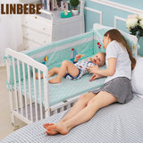 小婴儿床实木环保 加大儿童宝床床可加长幼儿床5