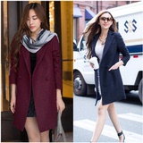 正品代购ZARA2015秋冬新款韩版修身呢子大衣中长款毛呢外套女装