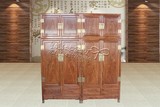 中式实红木古典家具非洲黄花梨木光板衣柜独板素面顶箱柜一对特价