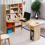 实木电脑桌转角桌台式学生写字台办公桌家用书架书桌柜组合包邮