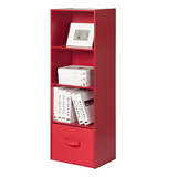 好事达加高红黑色四层柜宜家自由组合书柜书架韩式储物柜收纳柜子