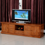 全实木电视柜 现代中式橡木电视柜视听柜高柜2米 客厅电视墙 特价