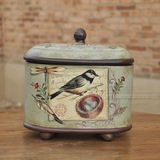 美式欧式复古陶瓷田园彩绘陶瓷装饰糖果罐 首饰收纳盒储物零食罐