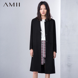 Amii2016春装新款 长款羊毛毛呢修身大码艾米女装中长款外套