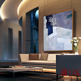 逾远油画灰色调现代抽象简约水墨新中式装饰画玄关餐厅客厅沙发