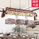 中式木艺餐吊灯古典实木茶楼餐厅灯具仿古羊皮酒店工程灯饰木2198