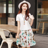 2016夏季女装新款短袖两件套 韩版型潮流时尚新品百搭连衣裙套装