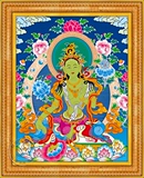 风铃草钻石画最新款5D现代中式西藏唐卡藏传佛教十字绣粘贴绿度母
