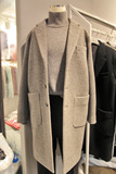 东大门代购2015冬季纯色简约贴袋宽松韩国羊毛呢大衣男中长款外套