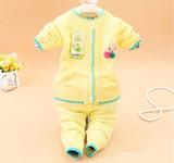 春秋冬装女童针织衫0123岁女宝宝儿童卡通兔纯棉开衫毛衣两件套装