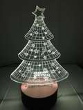 圣诞树立体彩色效果LED灯创意遥控3D小夜灯木质底座3D台灯