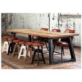 拉奥孔 美式LOFT复古实木铁艺餐桌椅组合 防锈大型办公桌会议长桌