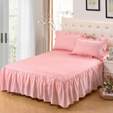 纯色全棉床裙床罩床单单件 纯棉席梦思防滑床套 春夏季床单被单