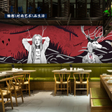 麋鹿女孩大型壁画 餐厅酒吧休闲站ktv客厅咖啡店发廊服装店墙壁纸