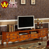 翡皇品牌家具美式实木电视柜欧式实木2米 2.2米地柜sy3012包邮
