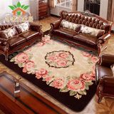 呀诺达地毯客厅欧式茶几防滑地毯 卧室长方形 布艺沙发玫瑰花婚庆