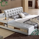 榻榻米一个家婚床真皮床1.8米双人软床简约时尚家具组合储物床
