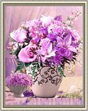 新款5D客厅紫色风姿油画花瓶满钻钻石画简约现代花卉贴钻画钻石绣