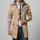 秋季冬季男士风衣韩版中长款修身型青年加厚外套英伦学生大码长袖