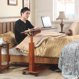实木懒人笔记本电脑桌可移动懒人桌床上实木升降桌美式床边电脑桌