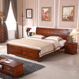 中式实木床 全香樟木床 美式乡村简约床1.5 1.8米双人床包物流