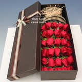母亲节33朵红粉白香槟玫瑰鲜花礼盒花束生日鲜花上海鲜花速递同城