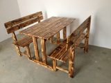 实木碳化桌椅防腐木餐馆休闲桌椅阳台户外长条啤酒广场烧烤餐桌椅