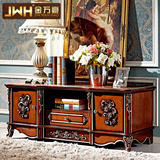 金万豪 欧式雕花地柜深色美式复古奢华客厅烤漆1.4米电视柜矮柜
