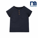 英国mothercare正品童装代购 16夏男宝宝男童前扣深蓝色短袖T恤
