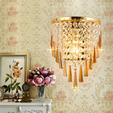 水晶壁灯创意不锈钢墙壁灯简约金色客厅过道卧室led5瓦床头壁灯