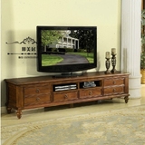 美式乡村实木雕花电视柜 欧式做旧复古风电视柜 新古典客厅影视柜
