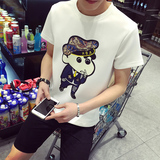 男士短袖T恤大码太空棉卡通印花3D效果韩版修身打底衫夏季衣服潮