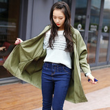 2015秋季薄款蝙蝠型韩版中长款时尚潮风衣长袖运动休闲女上衣