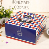 生日蛋糕盒4.6.8.10.12寸包装海军蓝手提烘焙包装批发十个起拍、