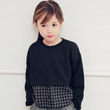 现货 2015冬装 韩国童装代购 男童AMBER拼接衬衫卫衣儿童加绒T恤