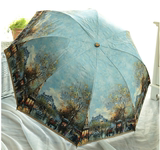 油画晴雨伞折叠超大加固双层户外遮阳伞防紫外线太阳伞女防晒轻