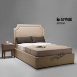 酒店别墅美式乡村风格双人床储物气压高箱床铆钉工艺棉麻布艺婚床