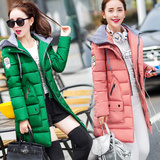 外贸冬装棉袄外套女2015新款韩版修身连帽棉服中长款加厚羽绒棉衣