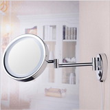 壁挂折叠带led灯单面美容镜子浴室化妆镜10寸卫生间伸缩镜3倍放大