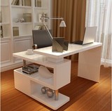烤漆亮光白简约书桌 转角电脑桌 写字台台式桌家用书架书柜组合